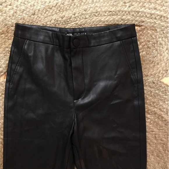 ZARA vegan faux leather black pants leggings size S NWOT - Picture 4 of 8